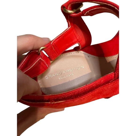 Cole Haan Grand Ambition Red Suede Wedge Sandals W22374 Size 7 - Picture 12 of 16